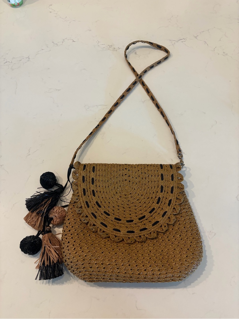 Eric javits Woven Tassel Crossbody Bag - Brown